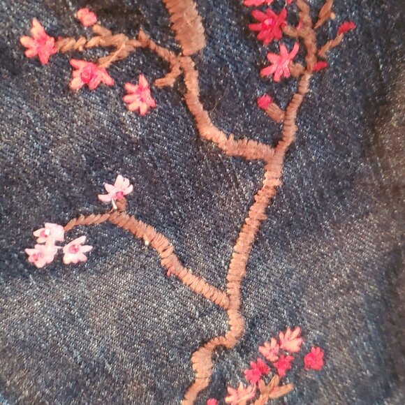 GAP JEAN JACKET EMBROIDERED AND CUSTOM DESIGNED WITH RHINESTONES SIZE M - Picture 6 of 16